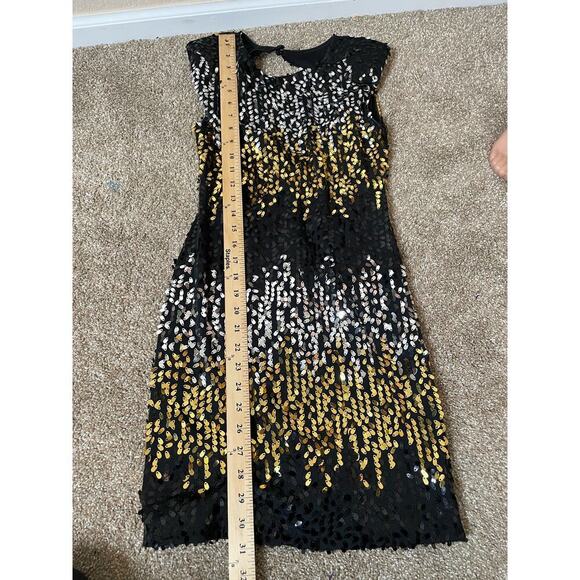 As U Wish women sequin mini dress bodycon black/gold/silver stretch SZ SM Sexy - Picture 5 of 10